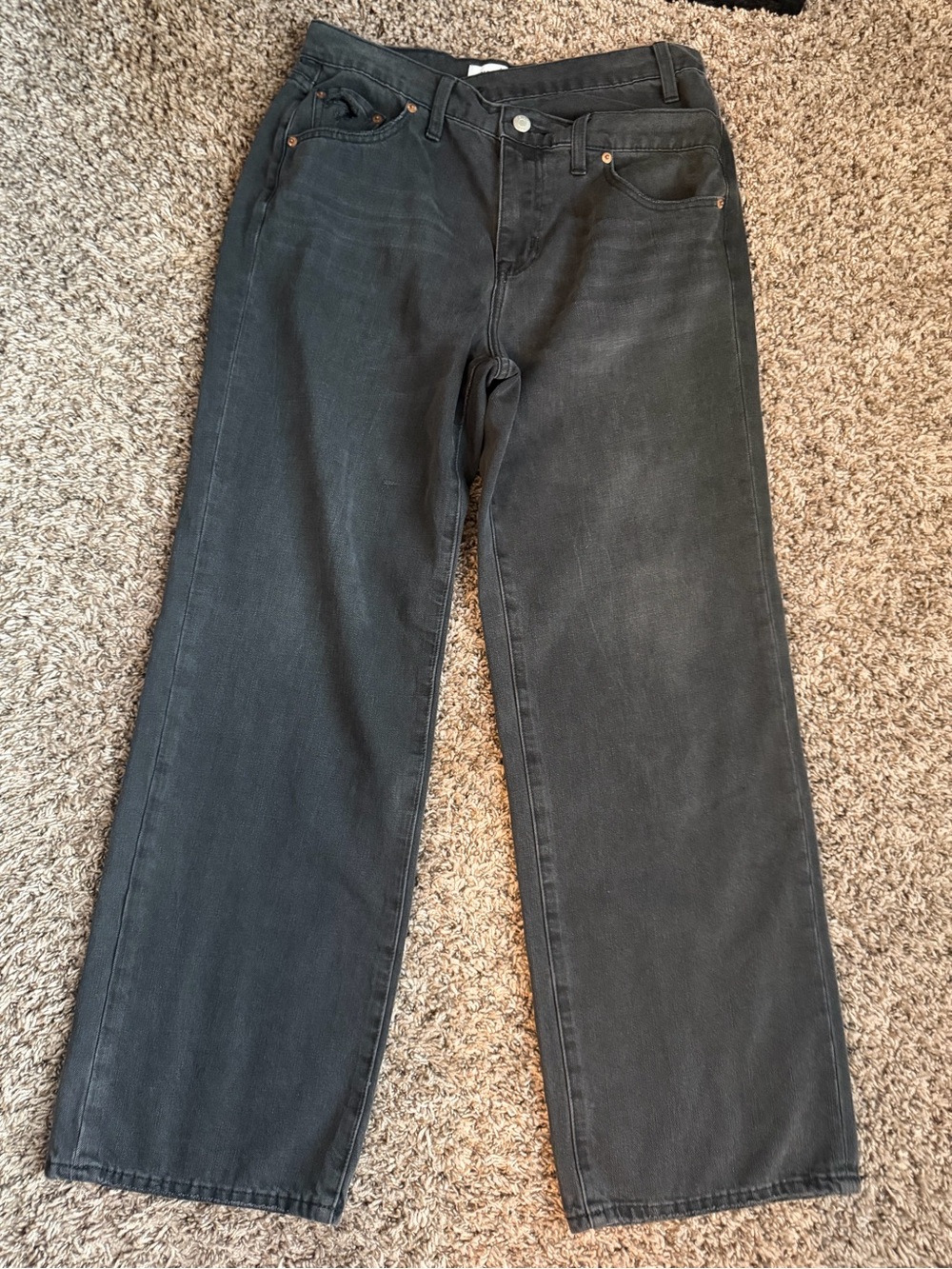 Pistola High Rise Wide Leg Jeans Faded Black Grey Size 28